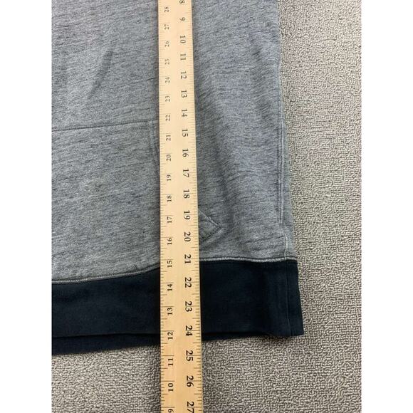 J Crew Vintage Fleece Hoodie Men M Cotton Raglan Pullover V Insert Gray Black - Picture 5 of 8